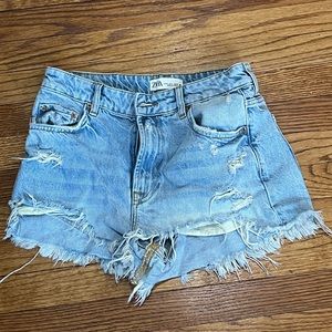Blue zara jean shorts